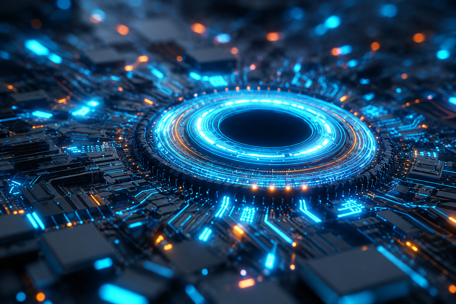 Glowing blue circuit ring representing business automation readiness