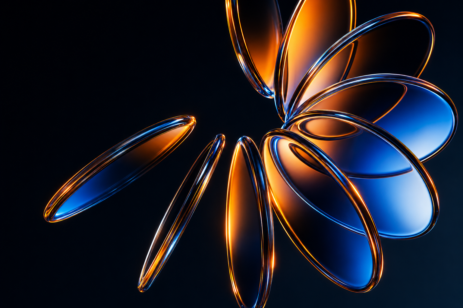 Glass interface elements representing connected business systems