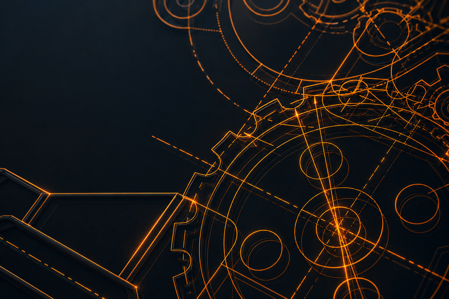 A blueprint of connected gears representing an AI agent working within business workflows